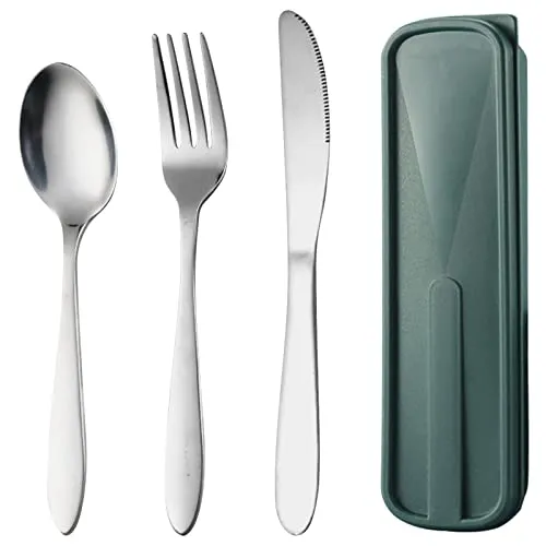 Stück Besteck Set aus Edelstahl, Campingbesteck Essbesteck Camping Besteckset, Tragbare Utensilenset Lunchbox Löffel Gabel Messer, Outdoor Reisebesteck Leichtes Gesund für Picknick Arbeiten Wandern 4