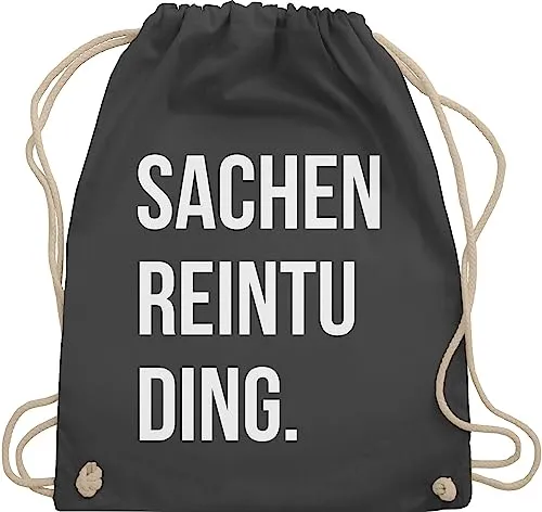 Shirtracer Turnbeutel Rucksack - Festival Zubehör - Sachenreintuding I Sachen Reintu Ding I - Unisize - Dunkelgrau - hipster bag festival-bag geschenk weihnachten tu beutel