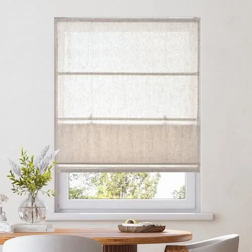 Victoria M. Ivora Raffrollo Rollo Faltrollo Stabile Aluminium-Schienen, für Fenster und Türen, mit Schnurzug, Pflegeleicht, 80 x 175 cm, Elfenbein-meliert