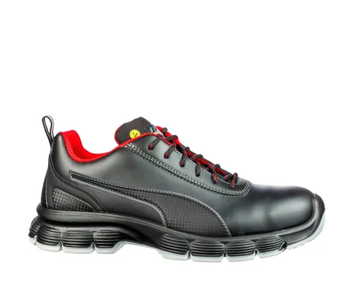 PUMA Condor BLACK LOW S3 ESD SRC Sicherheitsschuhe - Arbeitsschuhe der Sicherheitsklasse S3 mit antistatischer und rutschhemmender Sohle für optimalen Schutz und Komfort bei der Arbeit. Ideal für unisex Nutzung und ausgestattet mit einer durchtrittsicheren Flex-Systemsohle.