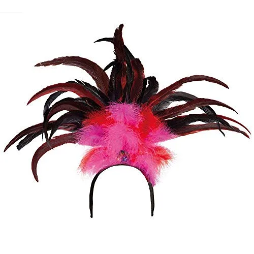 Boland 52283 - Haarreif Rio mit Federn, Einheitsgröße in Pink Rot