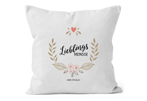 MoonWorks Dekokissen Kissenbezug Lieblingsmensch Geschenk Kissen-Hülle Deko-Kissen 40x40 Baumwolle MoonWorks®