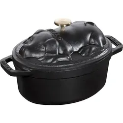STAUB Cocotte Schwein 17 cm Bräter aus Gusseisen, Schwarz - Hochwertiger Bräter für perfektes Anbraten und langsames Garen von Fleisch, Fisch und Gemüse. Ideal für alle Herdarten, inklusive Induktion und Backofen.