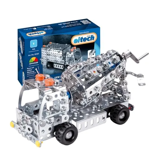Eitech 00282 Metallbaukasten - LKW Betonmischer - Bauspielzeugset mit 340 Bauteilen, fördert Kreativität und Technikverständnis bei Kindern ab 8 Jahren. Mit drehbarer Mischtrommel für kreatives Spielen!