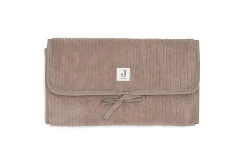 Jollein Wickelunterlage Cloudy Rib – Milky Coffee – Mit Fächern & Schleife – Weich & Abwischbar – Tragbare Wickelauflage Ideal für Unterwegs – 71x50 cm