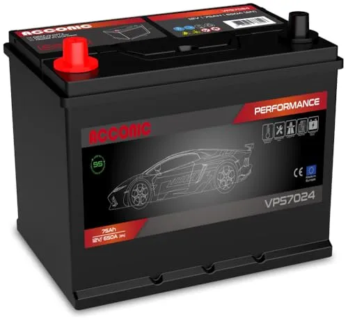 Acconic VP57024 Performance 75Ah Autobatterie ASIA ersetzt 70Ah (Pluspol Links)