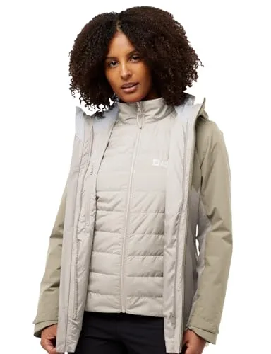 Jack Wolfskin Hunberg 3IN1 Jacket W pale sand (A0056) XS - Doppeljacke für Damen, vielseitig und nachhaltig aus recycelten Materialien, bietet optimalen Wetterschutz und Wärme durch PRIMALOFT Isolierung.