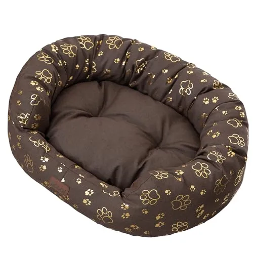 DOGGY Hundebett - Bequemes Haustierbett für kleine bis große Hunde - Wasserabweisend - L 75x60 cm - Braun - Praktisches Hundebett mit herausnehmbarer Matratze für einfache Reinigung und Reisen. Hergestellt aus langlebigem, wasserabweisendem Material, ideal für jeden Hund. Ergonomisches Design sorgt für Komfort und Sicherheit beim Schlafen.