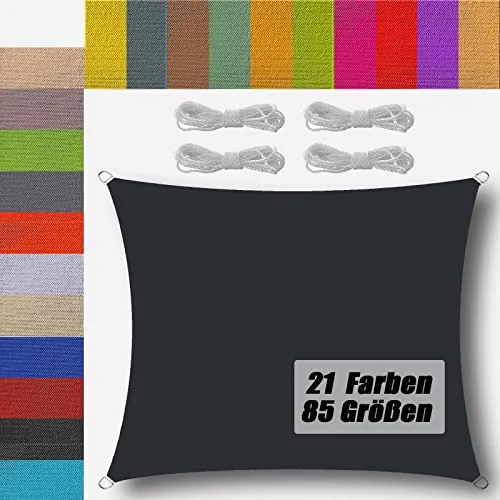 sonnensegel wasserdicht rechteckig 1.5x2m sonnensegel Balkon Regenschutz 95% UV Schutz Windschutz Überdachung Plane für Garten Terrasse Outdoor Camping Patio Schwimmbad Anthrazit