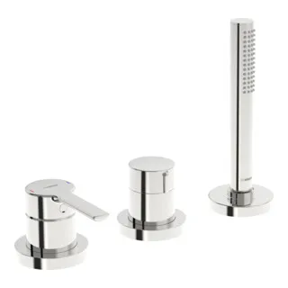 Hansa Fertigmontageset HANSARONDA 3-Loch-Bidet-Einhebelmischer - Armaturen mit eleganter, runder Rosette in Chrom, ideal für moderne Badezimmergestaltung und einfache Montage.