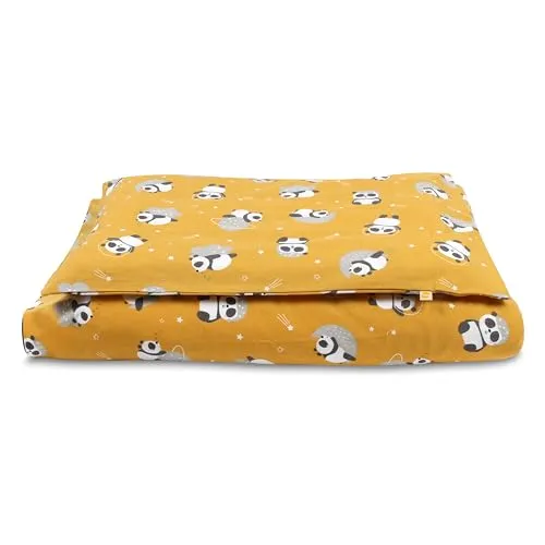 Schlummersack Kinder Bettwäsche Set 100x135 Panda - Bettwäsche-Set für Babybetten, aus 100% Baumwolle, wendbar und mit praktischem Reißverschluss – ideal für eine sanfte Nachtruhe.