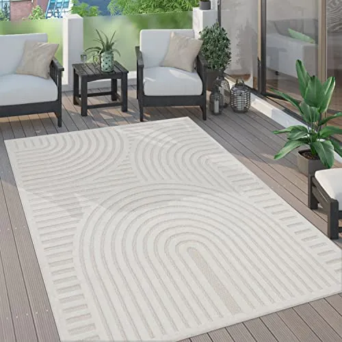 Paco Home Outdoor Teppich 200x280 cm - Wetterfester und langlebiger Teppich im modernen Boho-Design, perfekt für Balkon, Garten oder Wohnzimmer. UV-beständig und robust für vielseitige Nutzung.