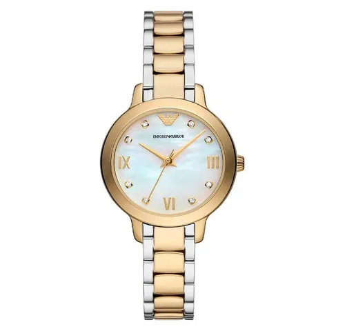 Emporio Armani AR11513 Damen Uhr - Elegante 32mm Armbanduhr aus mindestens 50% recyceltem Edelstahl, wasserdicht bis 50m – ideal für stilbewusste Frauen, die Nachhaltigkeit schätzen.