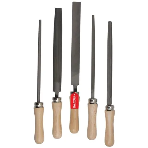 SW-Stahl 5tlg Stahlfeile Satz mit Holzgriff 300mm - Feilen & Raspeln, 5-teiliges Set aus hochwertigem Stahl mit ergonomischem Holzgriff für präzise Arbeiten und lange Haltbarkeit.