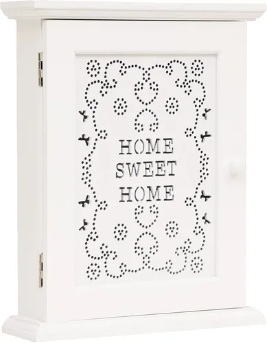 Schlüsselkasten mit Schublade schöne Schlüsselhalter aus Holz mit 6 Haken Weiß