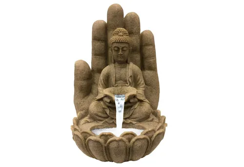 INTERGARDEN Buddha Zimmerbrunnen 55cm mit Beleuchtung - Teichdekoration – Buddha Zimmerbrunnen 55cm mit warmer LED-Beleuchtung, ideal für Wohnzimmer und Meditationsräume, sorgt für entspannende Atmosphäre und stilvolles Ambiente.