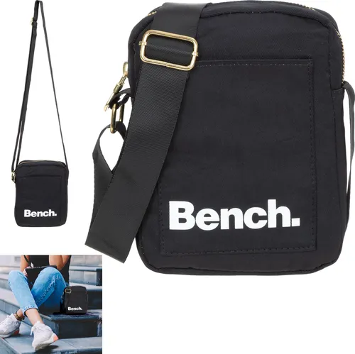 Tasche klein Damen Mädchen Umhängetasche Cross Body Mini Bag Bench Schultertasche kleine Handtasche 64173-0100 Schwarz + Schlüsseletui