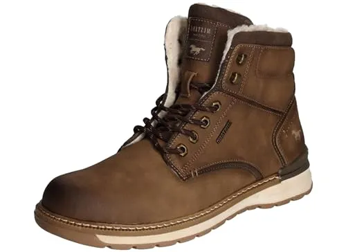 MUSTANG Herren Stiefel gefüttert Braun, Schuhgröße: EUR 43 - Wanderschuhe mit runder Vorderkappe und pflegeleichter Kunstfaser, ideal für kalte Tage und lange Wanderungen.