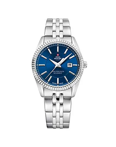 Swiss Military by Chrono Damen Uhr Armbanduhr Quarzwerk mit Edelstahl Metallarmband Analoge Damenuhr Silber SM34066.03