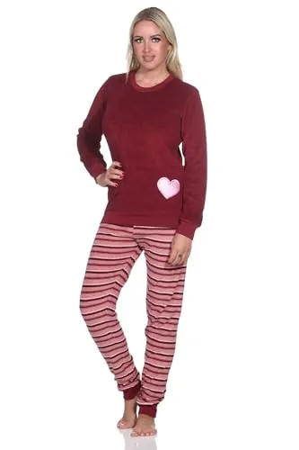 Normann Damen Frottee Schlafanzug mit Herz-Motiv - rot, Größe 40-42 - Kuscheliger Frottee Schlafanzug mit Herz-Motiv für die kalte Jahreszeit. Ideal für gemütliche Nächte, mit Bündchen für optimalen Tragekomfort. Auch in Übergrößen erhältlich!
