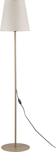 Stehlampe Metall Stoff E27 152 cm hoch Beige rund Modern Stehleuchte