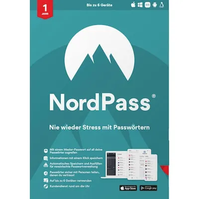 NordPass | Passwortmanager für 6 Geräte | 1 Jahr
