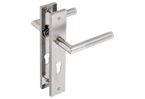 Türbeschläge24 Drückergarnitur Langschild Core Q - Hochwertige Türgriffe aus V2A Edelstahl matt, ideal für Zimmertüren und Wohnungseingangstüren, mit festdrehbar gelagerten Drückern und Rückholfeder für optimalen Komfort.