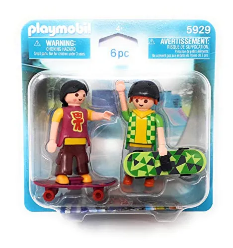 Playmobil 5929 - Duo-Pack Skateboarder - Menschen-Spielfiguren, enthält 6 Teile und bringt actionreiche Abenteuer mit zwei 7,6 cm großen Skateboardern.