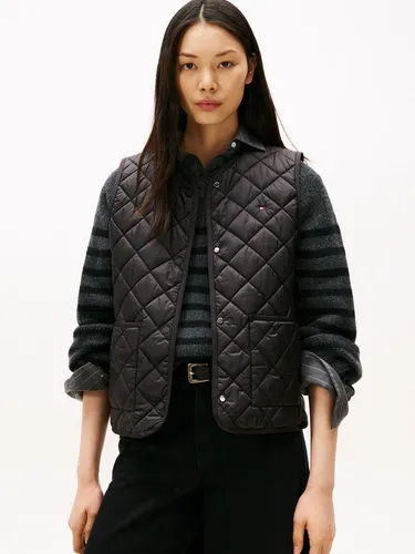 Tommy Hilfiger Steppweste LW PADDED REG QUILTED VEST schwarz XS (34) - Funktionsjacke aus 100% Nylon, pflegeleicht und ideal für lässige Outfits. Die hüftlange Steppweste bietet mit Druckknöpfen und aufgesetzten Taschen praktischen Komfort.