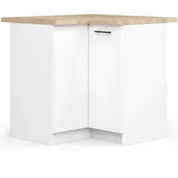 Raumhirsch Unterschrank Weiß 90x85x46 cm für die Küche - Stylischer Unterschrank aus robustem Holzwerkstoff mit zwei klappbaren Türen und praktischen Einlegeböden. Ideal für eine funktionale und ansprechende Kücheneinrichtung.