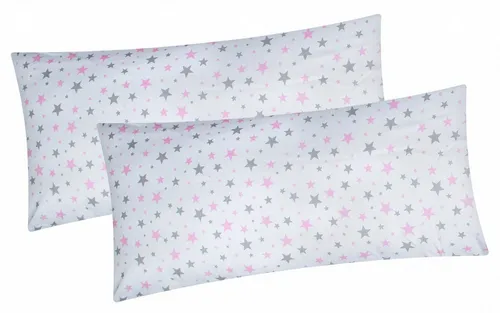 Heubergshop Kissenbezug, (2 Stück), 2er Set 40x80cm Sterne 100% Baumwolle Kissenhülle Kinder (640/2-40x80)