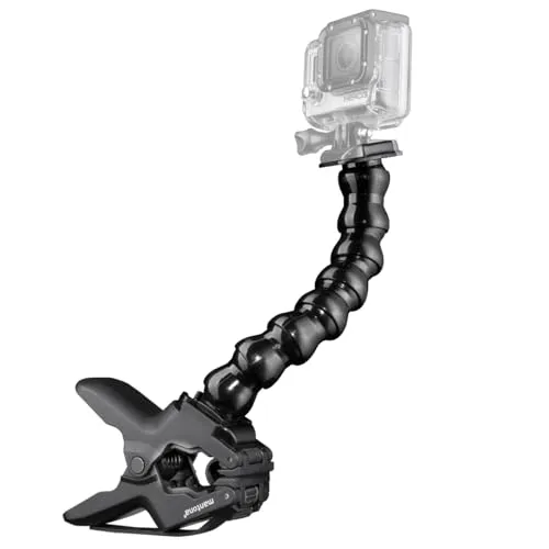 Mantona Maxi Auslegearm mit Klemme (geeignet für GoPro Hero 11 10 9 8 7 6 5 4 3+ 3 2 1, Session und andere kompatible Action Cams, sicherer Halt an Rohren und anderen Gegenständen bis 50 mm)
