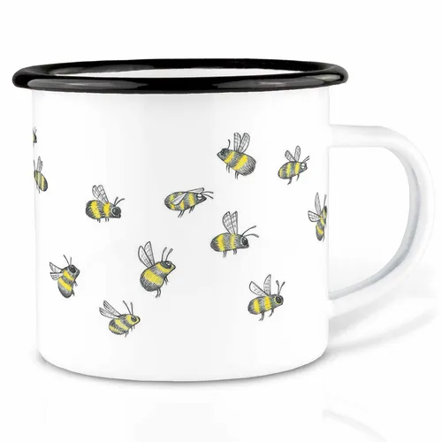 Ligarti Email Tasse Becher Emaille Bienenschwarm (Bienen, Biene) 500ml