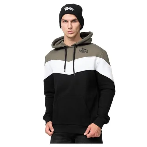 Lonsdale Herren Kapuzensweatshirt Normale Passform MOYROUKAN Olive/Black/White M, 117466