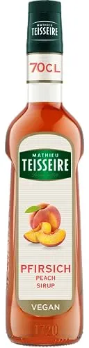 Mathieu Teisseire Pfirsich Sirup, für Getränke, Erfrischungsgetränke, Cocktails und Desserts, Flasche 70 cl