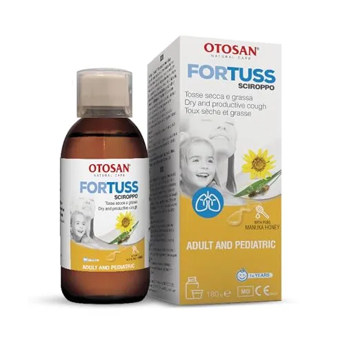 OTOSAN ForTuss natürlicher Hustensirup 180g mit Manuka & Bio Blütenhonig & ätherischen Ölen & Grindelia & Wegerich | Husten Saft lindernd bei Husten & Heiserkeit | Medizinprodukt