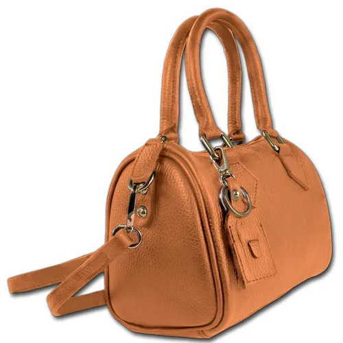 Toscanto Damen Umhängetasche aus Leder - Elegante Handtasche aus feinem Rindsleder in tan-braun, ideal für den täglichen Gebrauch mit kompakten Maßen von 22x15cm.