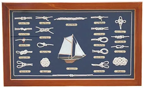 Sea-Club Knotenbild aus Holz, Messing und Glas 51x31cm