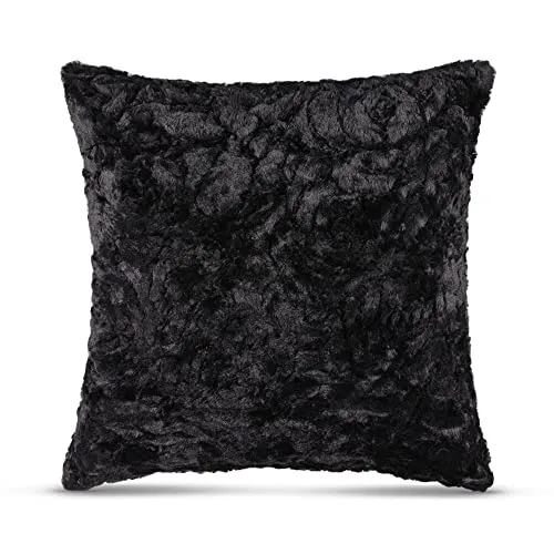 Bestlivings Flauschiges Dekokissen 50x50 mit Reißverschluss, (Schwarz) Kissenbezug inkl. Kissen mit Rosenmuster, Dekorative Kissenbezüge, weicher Bezug