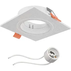 ledscom.de Decken- Einbaurahmen KUN, eckig, schwenkbar (MR16/PAR16/50mm) + GU10 Fassung