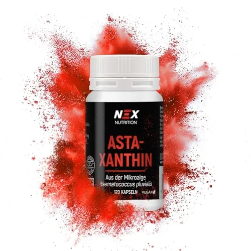 NEX Astaxanthin Kapseln 8 mg I Kraft der Mikroalge Haematococcus pluvialis I natürliches Carotinoid I vegan HPMC Kapselhülle ohne Konservierungsstoffe Trennmittel Füllstoffe I 1 täglich I 120 Kapseln