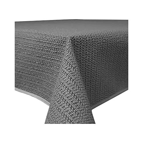 Gartentischdecke Outdoor rechteckig wetterfest wasserabweisend rutschfest abwischbar PVC Weichschaum Tischdecke für Garten, Balkon, Terrasse und Camping (Grau, 130 x 220 cm)