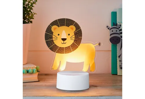 Lights4fun LED Wandleuchte 2-in-1 Löwe & Zebra USB Tischlampe Kinderzimmer