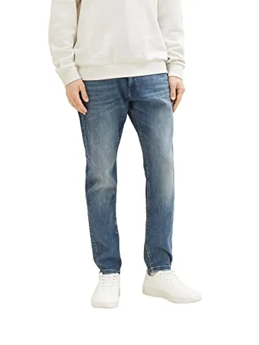 TOM TAILOR Denim Herren Slim Tapered Jeans - Stylische Tapered Jeans im 5-Pocket-Style mit bequemem Stretch-Anteil für optimale Bewegungsfreiheit. Ideal für lässige Looks und den Alltag.