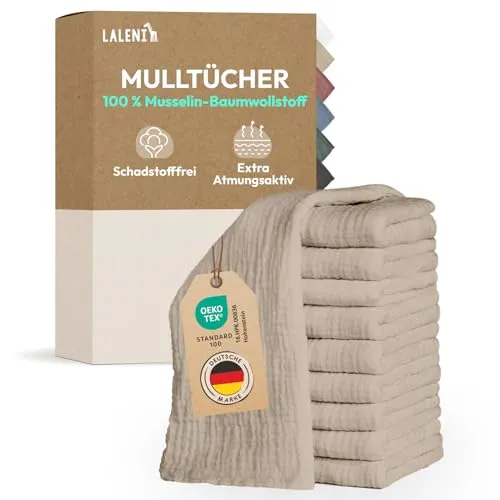 Laleni Spucktuch Baby 30-tlg. aus reiner Baumwolle 70x70 - Hochwertige Baby Spucktücher aus 100% Baumwolle, OEKO-TEX zertifiziert. Extrem saugfähig, strapazierfähig und waschmaschinenfest – ideal für Alltag und Pflege.