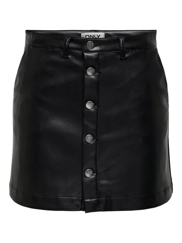 ONLY Damen Onlamazing-Liora Hw Faux Leather Skirt - Trendiger Rock in Schwarz, Größe 44 - Röcke für Damen von ONLY, aus hochwertigem Kunstleder für einen modernen Look und hohen Tragekomfort.