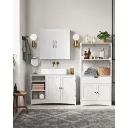 Vasagle Waschbeckenunterschrank BBC410P31 - Stehend, Weiß, 90 x 60 x 30cm - Waschbeckenunterschrank aus feuchtigkeitsbeständigem MDF mit viel Stauraum für Handtücher und Badzubehör. Inklusive praktischen Siphonausschnitt und zusätzlicher Wandhalterung für mehr Sicherheit.