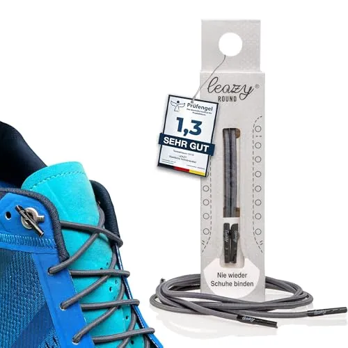 leazy Round Runde Elastische Schnürsenkel zum Einhaken - Gummi Schuhbänder Ohne Binden - Perfekter Sitz und Stabiler Halt für den Sport- und Freizeitbereich