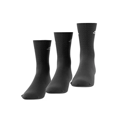 adidas Unisex 3S Performance Crew C Socken 3 Paar , Schwarz (Black/White) , 35-38