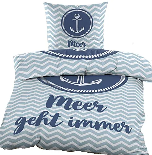 KH-Haushaltshandel 2-TLG. Baumwoll Renforce Bettwäsche in blau von KH-Haushaltshandel